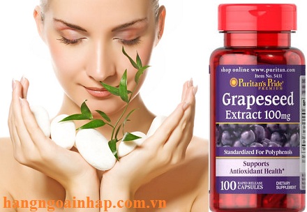 Grapeseed Extract 100mg puritans pride 100 viên của mỹ đẹp da chống lão hóa
