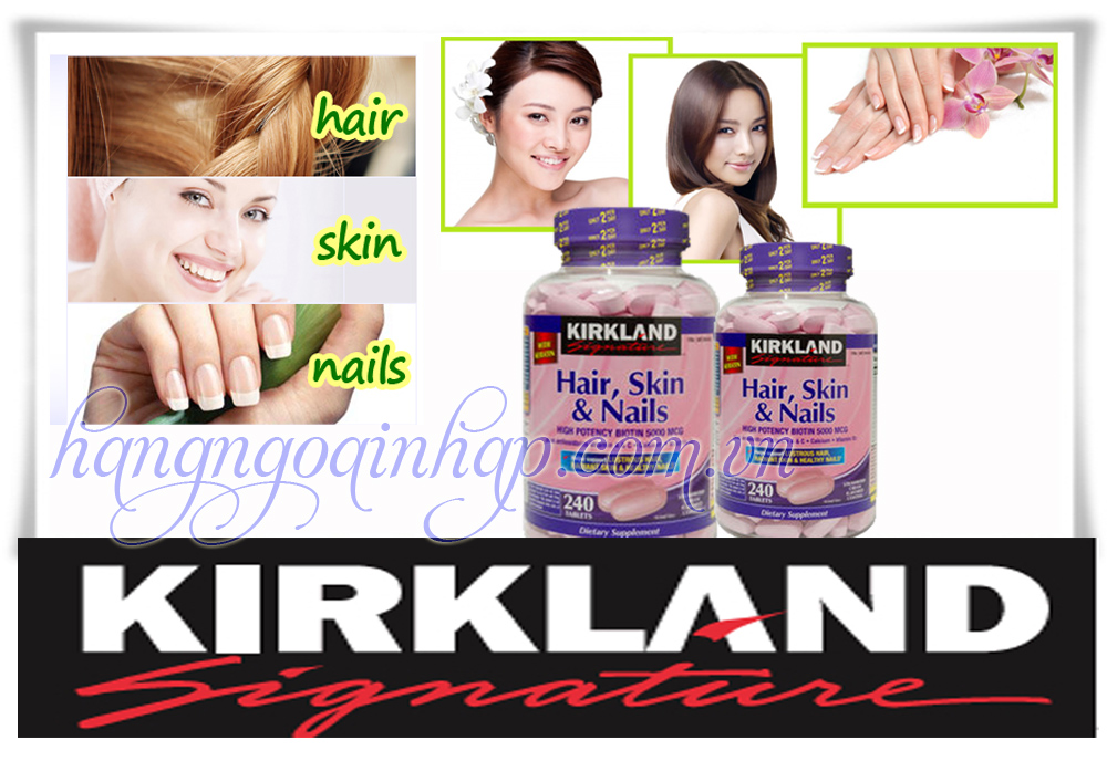 Thuốc Chống Rụng Tóc Hair Skin Nail Kirkland 240 Viên Của Mỹ