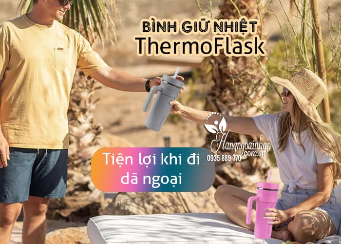 Bình giữ nhiệt ThermoFlask 950ml kèm ống hút có tay cầm 12