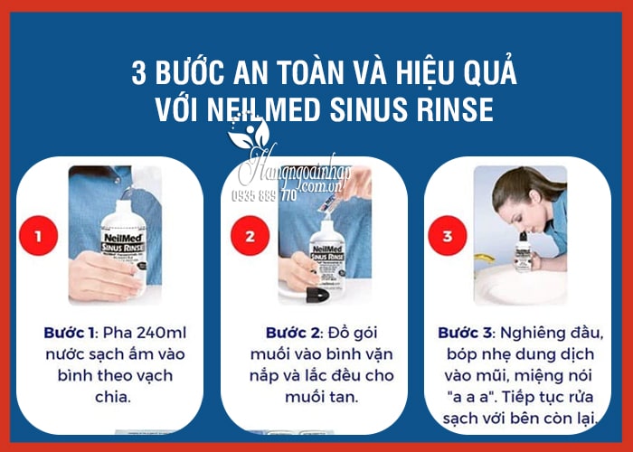 Bộ 2 bình rửa mũi Neilmed Sinus Rinse 250 gói của Mỹ 09