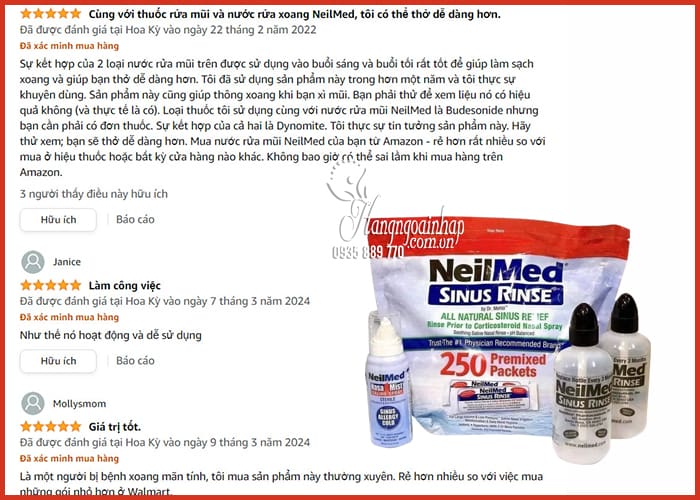 Bộ 2 bình rửa mũi Neilmed Sinus Rinse 250 gói của Mỹ 9