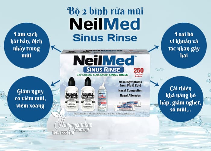 Bộ 2 bình rửa mũi Neilmed Sinus Rinse 250 gói của Mỹ 23