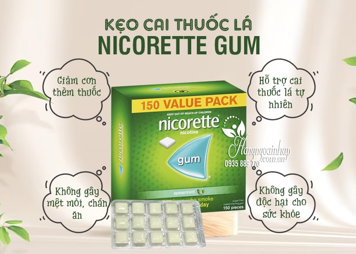 Kẹo cai thuốc lá Nicorette Gum 2mg 150 viên của Úc 5