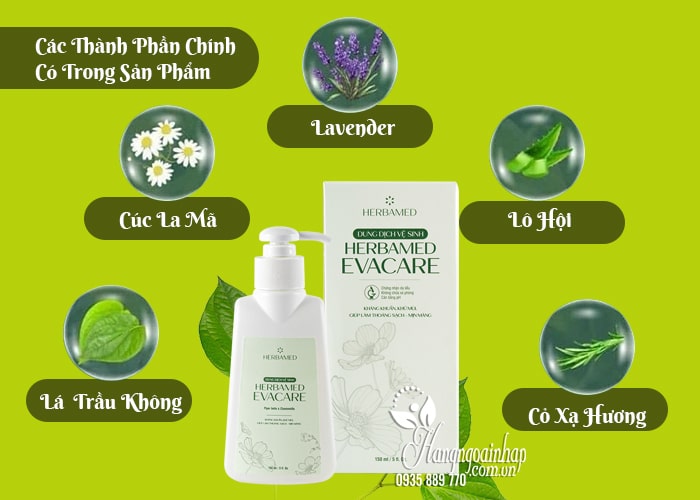 Dung dịch vệ sinh phụ nữ Herbamed Evacare chai 150ml 45