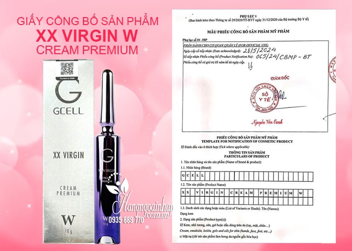 Kem làm hồng vùng kín Gcell XX Virgin W Cream Premium 75