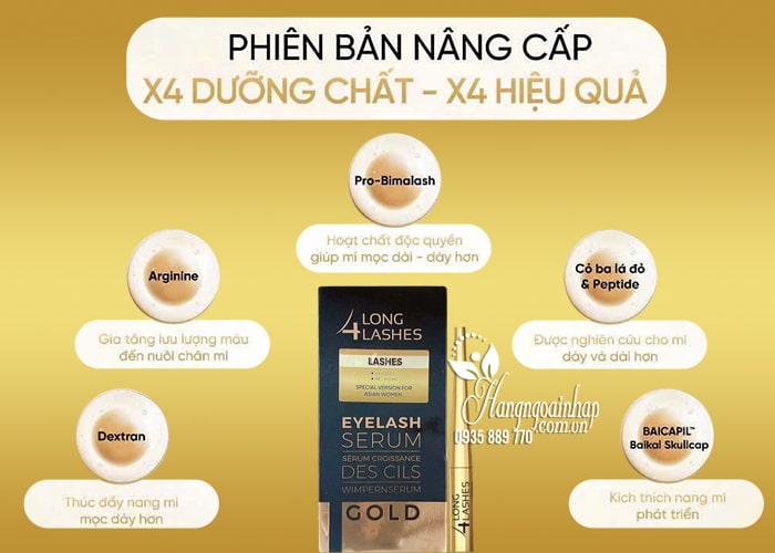 Serum dưỡng mi Long 4 Lashes Eyelash Serum Gold của Mỹ 4ml 8