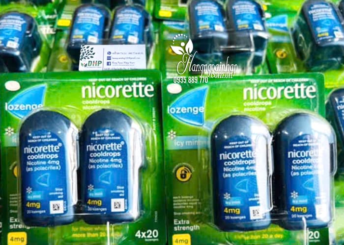 Kẹo ngậm cai thuốc lá Nicorette Cooldrops Nicotine 4mg của Úc 343