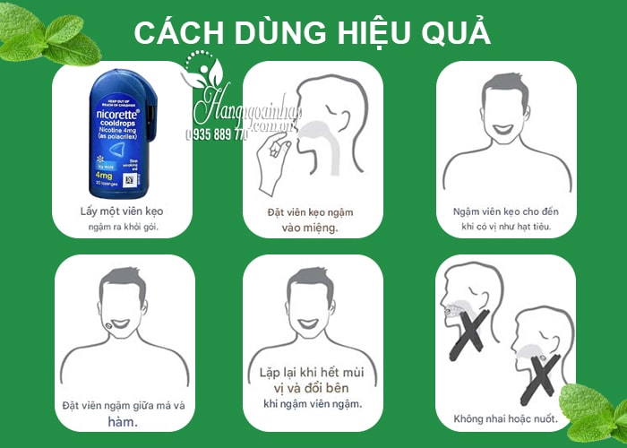 Kẹo ngậm cai thuốc lá Nicorette Cooldrops Nicotine 4mg của Úc 93