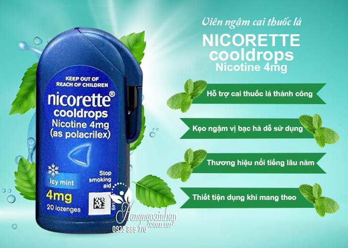 Kẹo ngậm cai thuốc lá Nicorette Cooldrops Nicotine 4mg của Úc 9