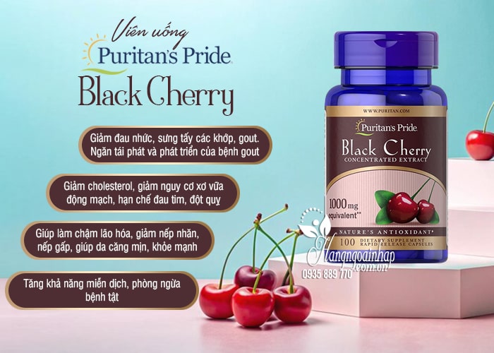 Viên uống Puritan’s Pride Black Cherry 1000mg của Mỹ 100v 68