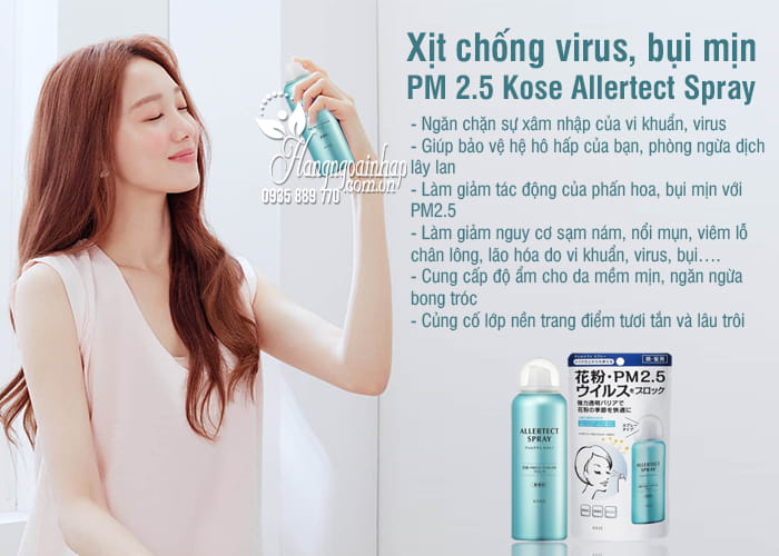 Xịt chống virus, bụi mịn PM 2.5 Kose Allertect Spray 50ml 2