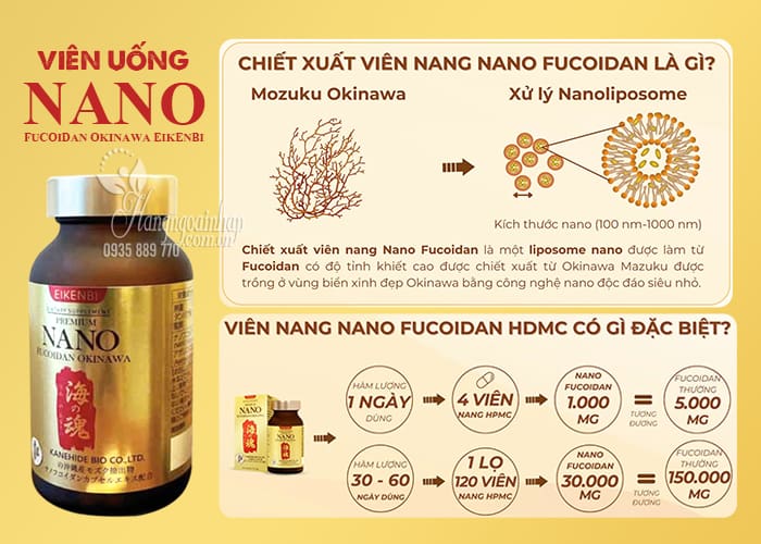 Viên uống Nano Fucoidan Okinawa Eikenbi 120 viên của Nhật Bản 45