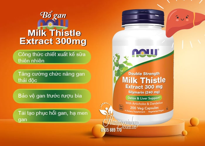 Bổ gan Now Milk Thistle Extract 300mg của Mỹ hộp 200 viên 56