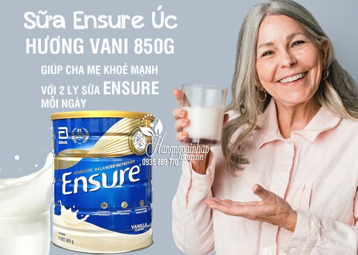 Sữa Ensure 850g Úc hương Vani thơm ngon, giàu dưỡng chất 12