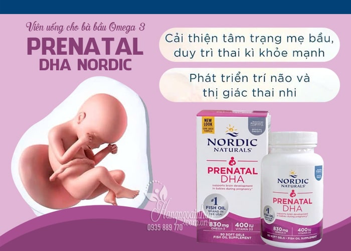 Viên uống DHA bầu Nordic Prenatal DHA 830mg Omega 3 của Mỹ 8