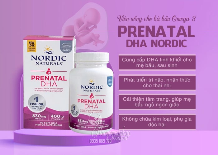 Viên uống DHA bầu Nordic Prenatal DHA 830mg Omega 3 của Mỹ 4