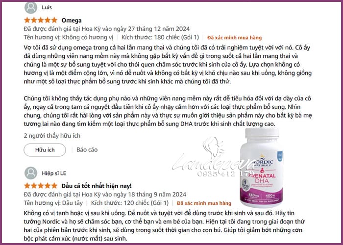 Viên uống DHA bầu Nordic Prenatal DHA 830mg Omega 3 của Mỹ 90