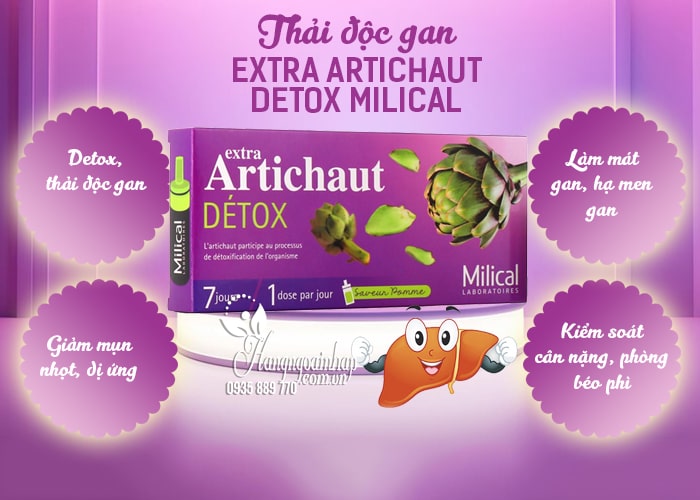 Thải độc gan Extra Artichaut Detox Milical của Pháp 7 ống 8