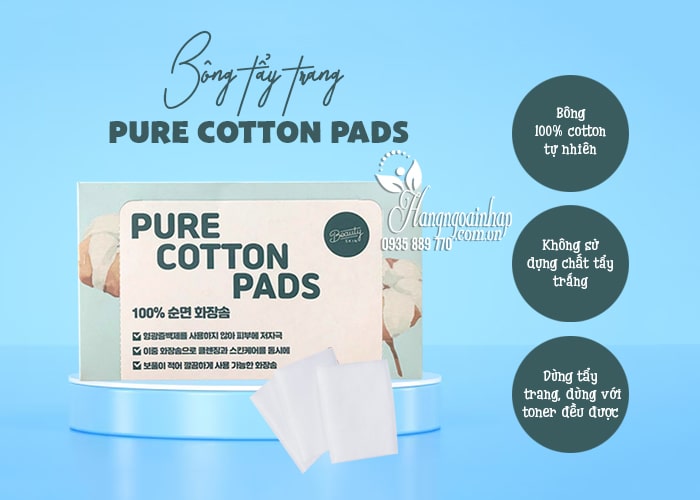 Bông tẩy trang Pure Cotton Pads 100 miếng của Hàn Quốc 56