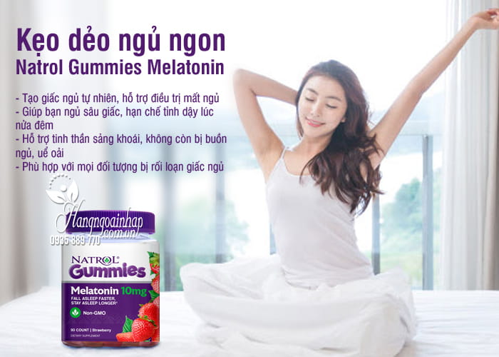 Kẹo dẻo ngủ ngon Natrol Gummies Melatonin 10mg vị dâu của Mỹ 6