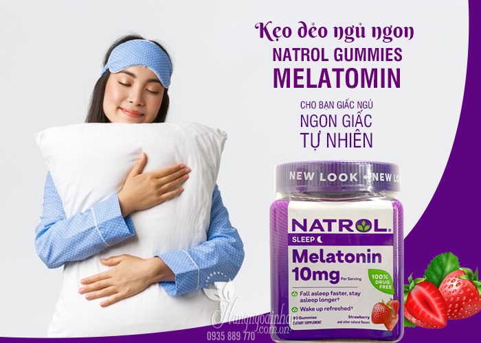 Kẹo dẻo ngủ ngon Natrol Gummies Melatonin 10mg vị dâu của Mỹ 45