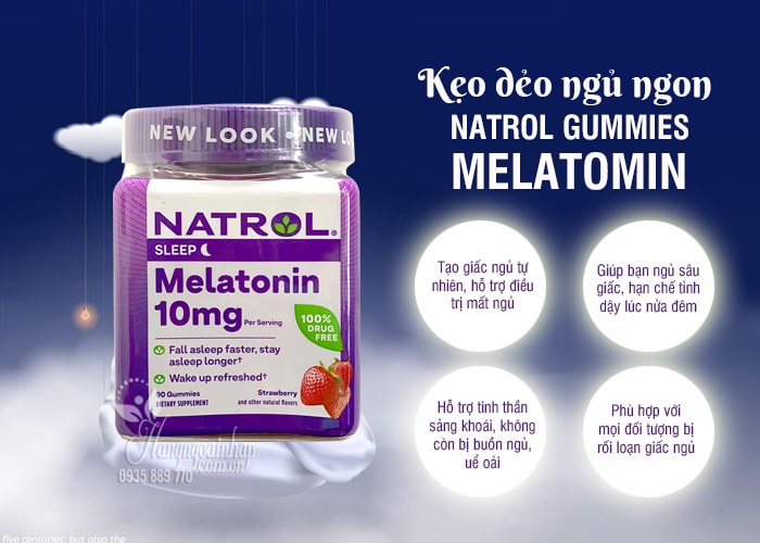 Kẹo dẻo ngủ ngon Natrol Gummies Melatonin 10mg vị dâu của Mỹ 35