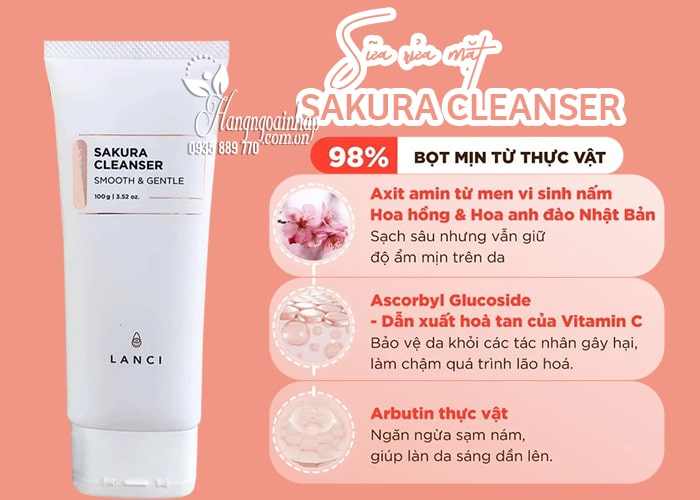 Sữa rửa mặt Lanci Sakura Cleanser 100ml Hàn Quốc 34