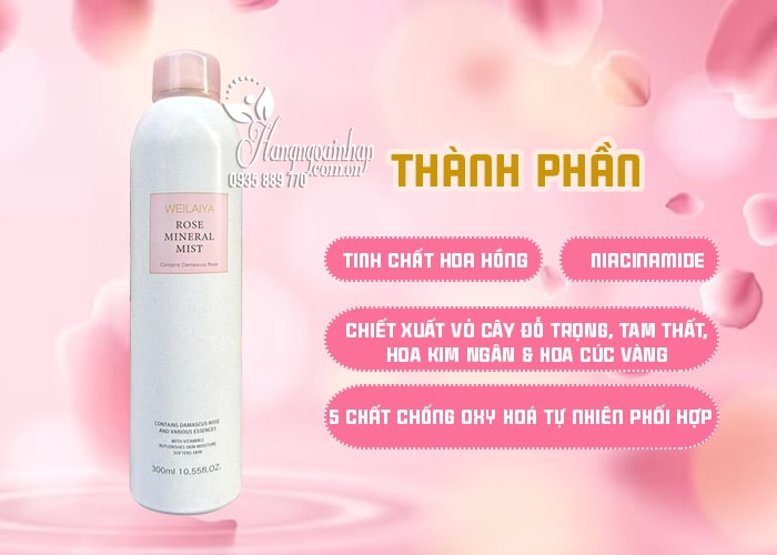 Xịt khoáng hoa hồng Weilaiya Rose Mineral Mist chai 300ml 4