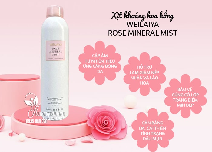 Xịt khoáng hoa hồng Weilaiya Rose Mineral Mist chai 300ml 5