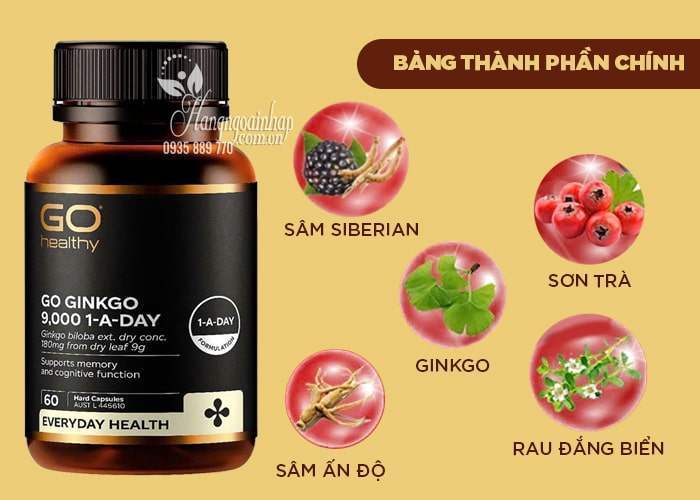 Viên uống bổ não Go Ginkgo 9000 Go Healthy hộp 60 viên  45