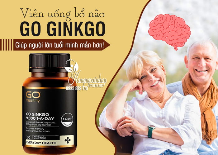 Viên uống bổ não Go Ginkgo 9000 Go Healthy hộp 60 viên  12