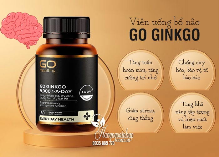 Viên uống bổ não Go Ginkgo 9000 Go Healthy hộp 60 viên  56