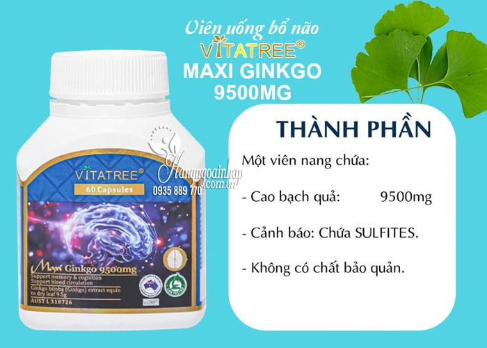 Bổ não Vitatree Maxi Ginkgo 9500mg của Úc hộp 60 viên  67