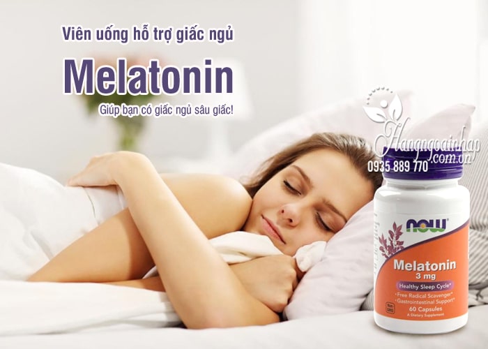 Viên uống hỗ trợ giấc ngủ Melatonin 3mg Now 60 viên của Mỹ 9