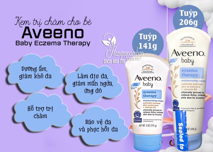 Kem trị chàm cho bé Aveeno Baby Eczema Therapy của Mỹ 141g 234