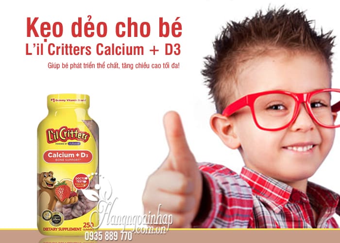 Kẹo dẻo cho bé L’il Critters Calcium + D3 mẫu mới 250 viên 8