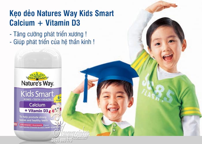 Kẹo dẻo Natures Way Kids Smart Calcium + Vitamin D3 Úc 50v 3