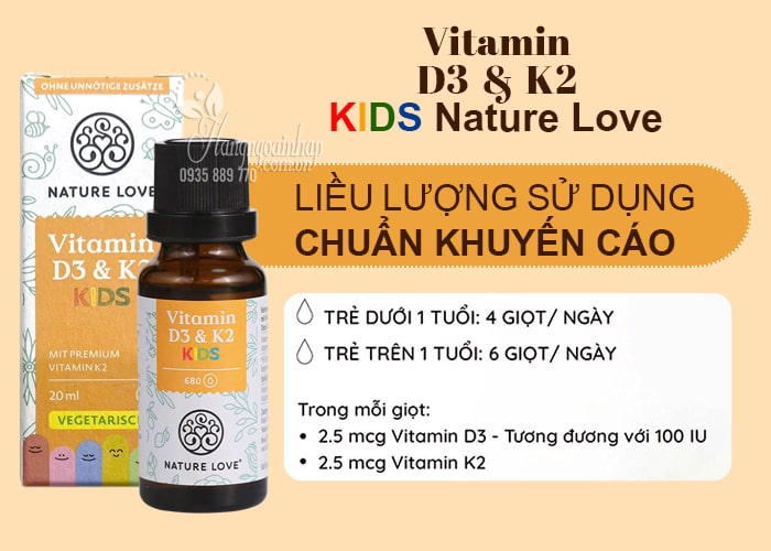 Vitamin D3 K2 Kids Nature Love cho bé chai 20ml của Đức 9