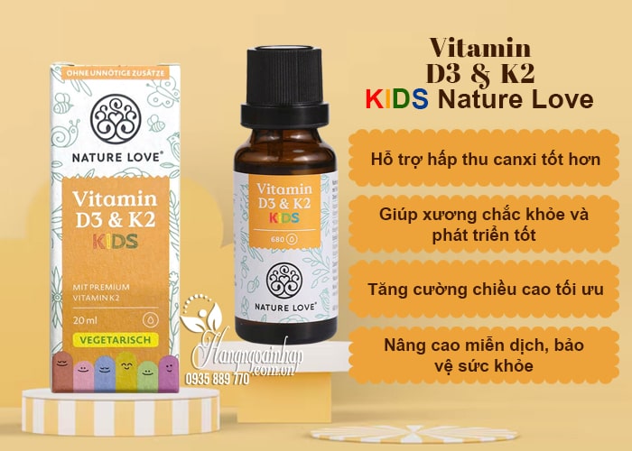 Vitamin D3 K2 Kids Nature Love cho bé chai 20ml của Đức 4