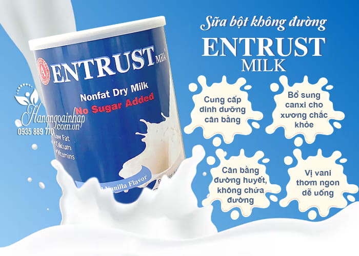 Sữa bột không đường Entrust Milk Hộp 400g của Mỹ 0