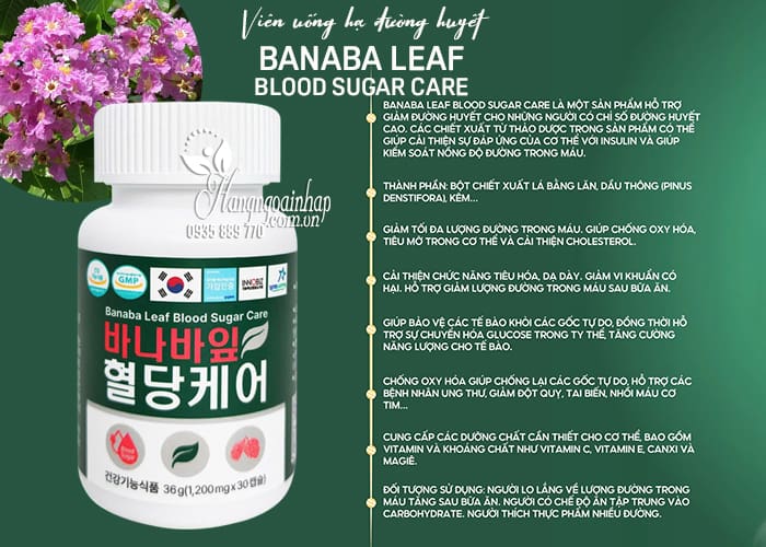 Viên uống hạ đường huyết Banaba Leaf Blood Sugar Care 30 viên 6