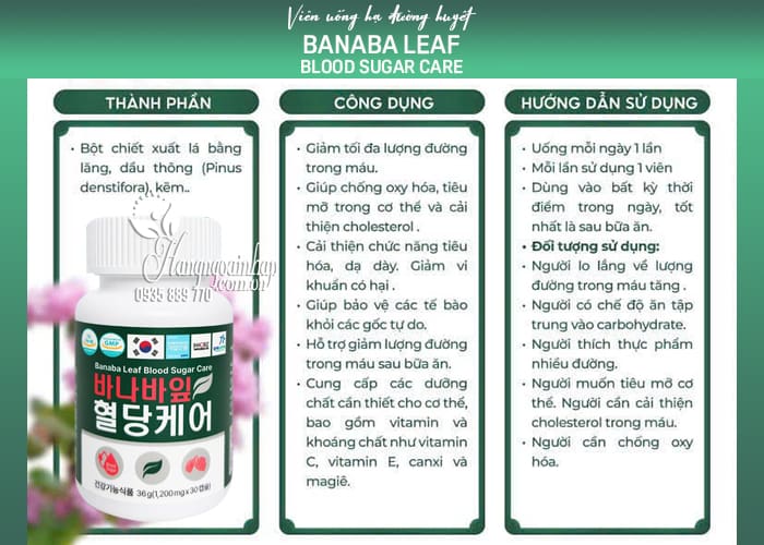 Viên uống hạ đường huyết Banaba Leaf Blood Sugar Care 30 viên 8