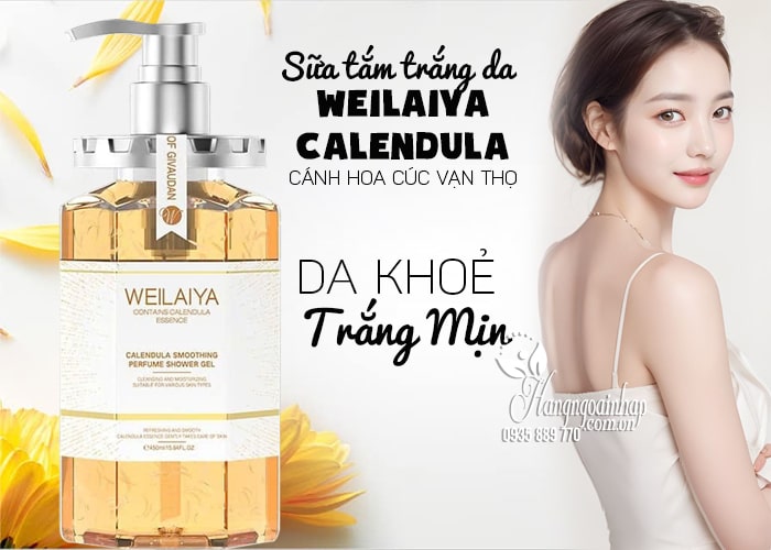 Sữa tắm trắng da Weilaiya Calendula hoa cúc vạn thọ chai 450ml 12