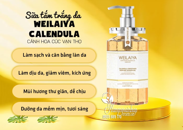 Sữa tắm trắng da Weilaiya Calendula hoa cúc vạn thọ chai 450ml 67