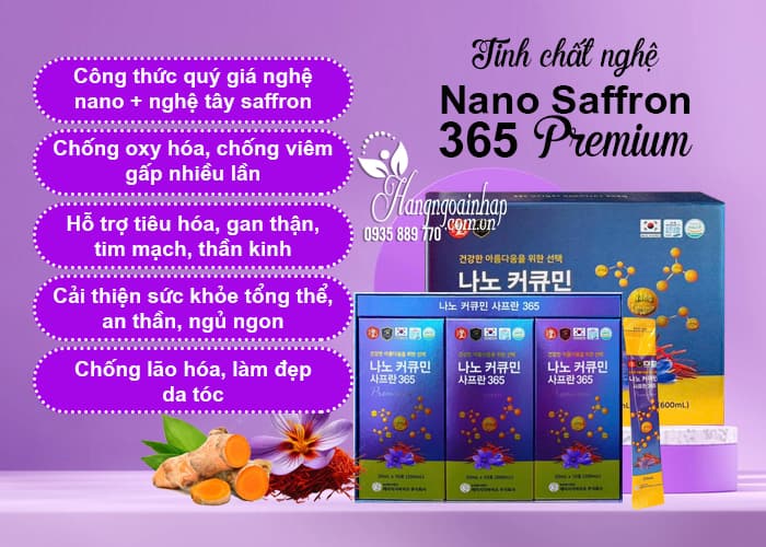 Tinh chất nghệ Nano Curcumin Saffron 365 Premium hộp 30 gói 4