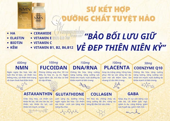 Viên uống trẻ hóa Eikenbi Premium NMN 38000 Nhật Bản 90 viên 45