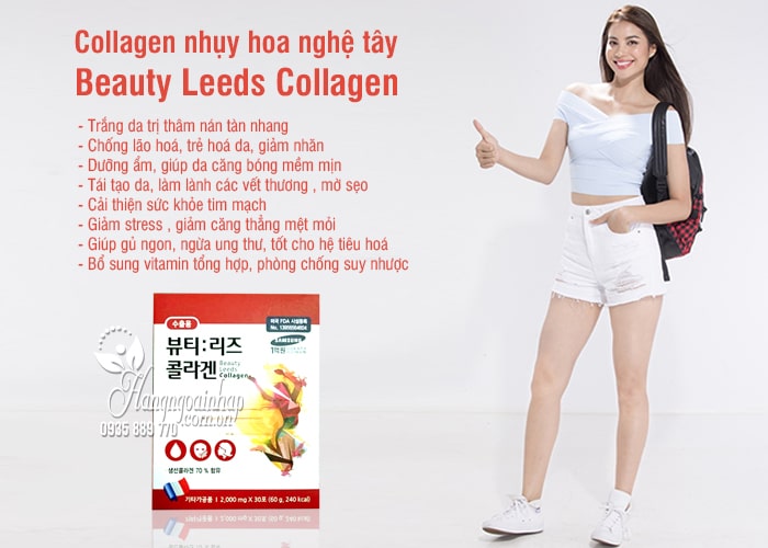 Collagen nhụy hoa nghệ tây Beauty Leeds Collagen 30 gói Hàn Quốc 9