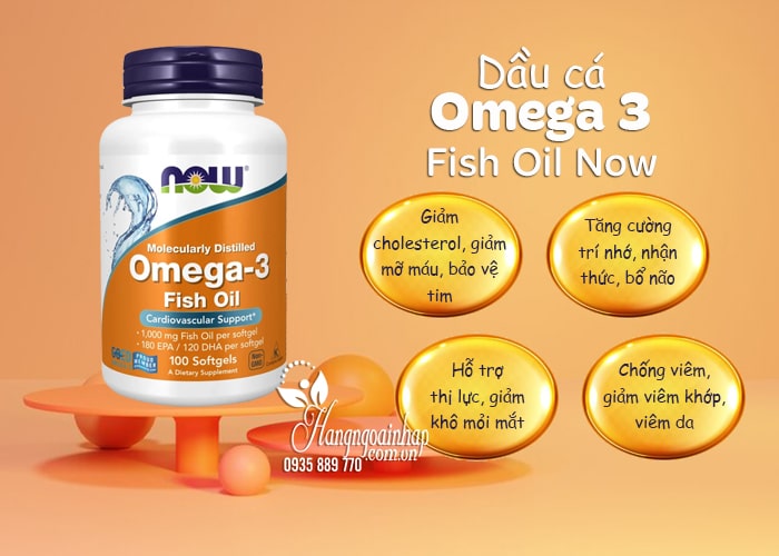Dầu cá Now Omega 3 Fish Oil 1000mg của Mỹ hộp 100 viên  67
