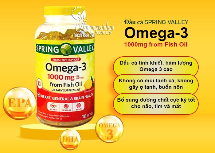 Dầu cá Spring Valley Omega-3 1000mg From Fish Oil của Mỹ 56