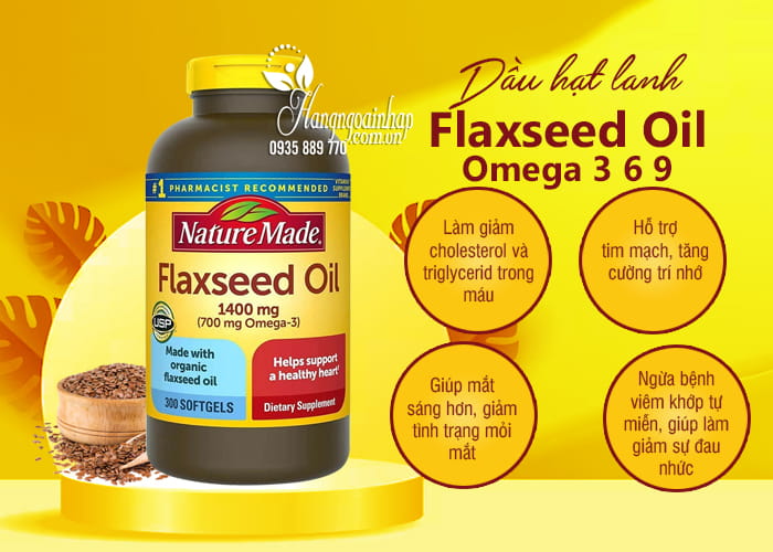 Dầu hạt lanh Omega 3 6 9 Flaxseed Oil Nature Made 1400mg mẫu mới 08